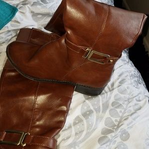 Brown Riding- type Boot with Wide- calf